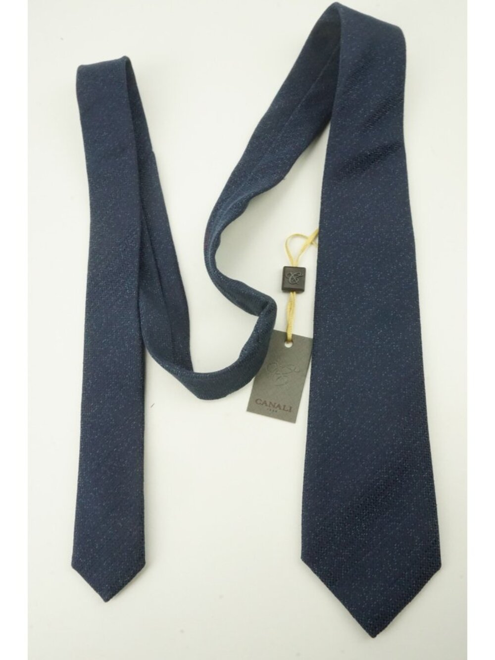 Canali Solid Woven Indigo Berry Blue Silk Tie Brand New With Tags